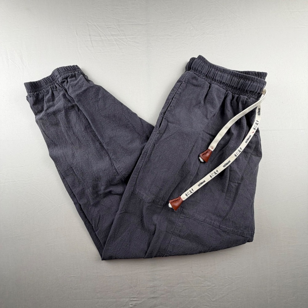 Kidōriman Cotton Joggers Harem Pants Mens XXL Grey Textured Elastic Waist 0160